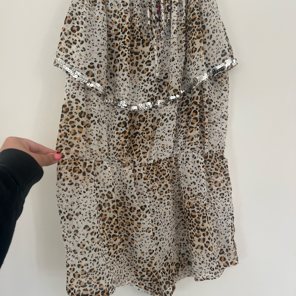 Y2K Victoria’s Secret Leopard Print  Swim Cover Up Sequin -trim Large